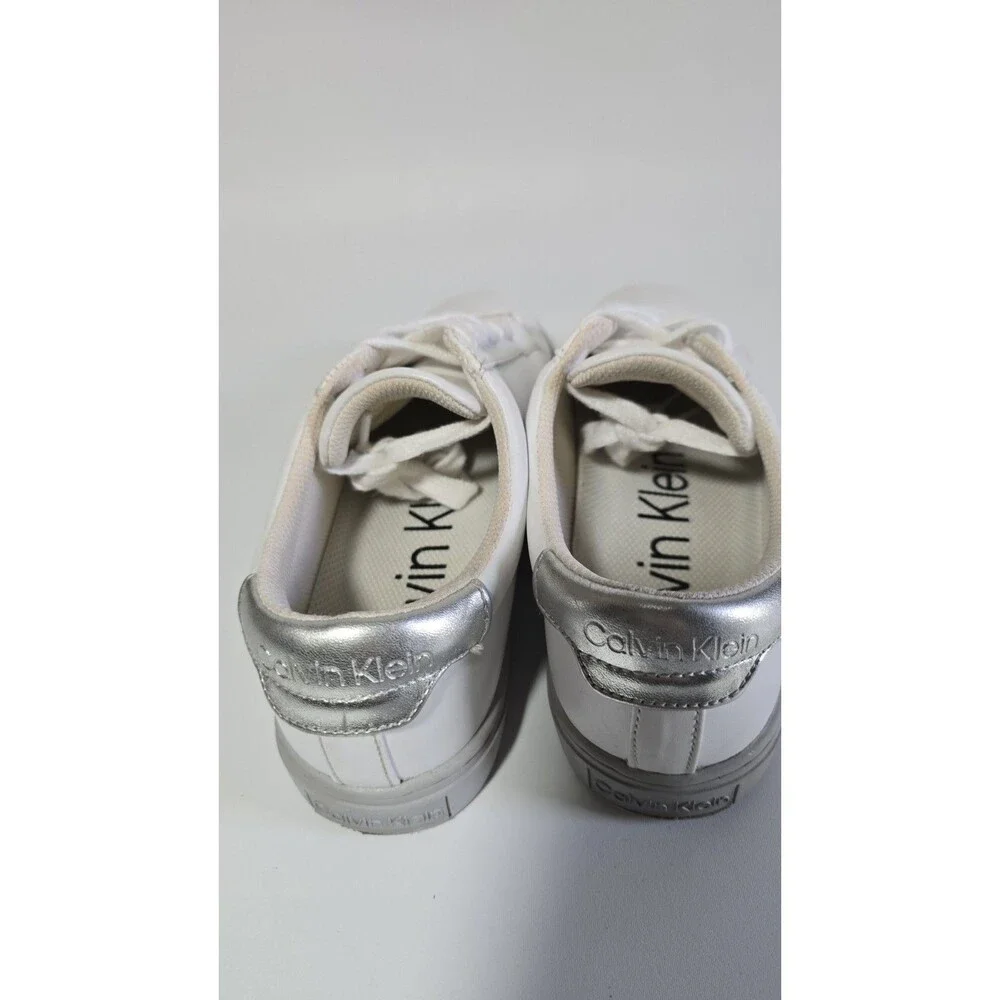 Calvin Klein Women's White Lace-Up Sneakers 10.5 Inches Long (no Size Marked)